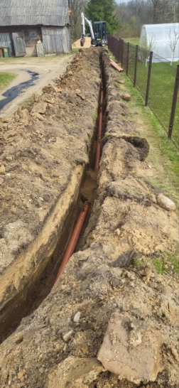Nuotekų valymo įrenginiai, vandentiekis, lietus, drenažas, žemės kasimo darbai