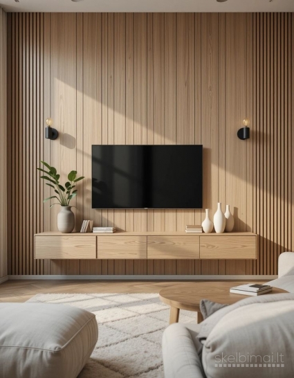 MEDINĖS LAMELĖS MONTAVIMAS – AKCENTINĖ SIENA, PREMIUM ESTETIKA