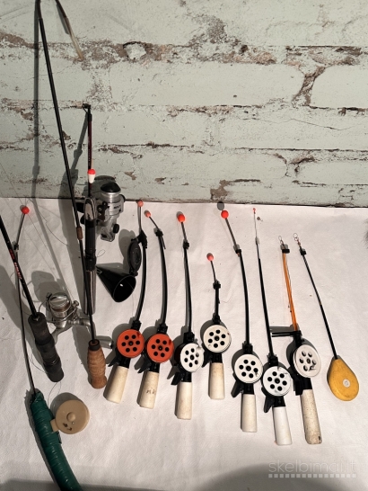 Žvejybos reikmenų dėžę su poledinės žvejybos visa įrangą