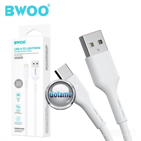 803 Apple Lightning laidas 1 metras 3A BWOO WWW.GOTAMO.LT