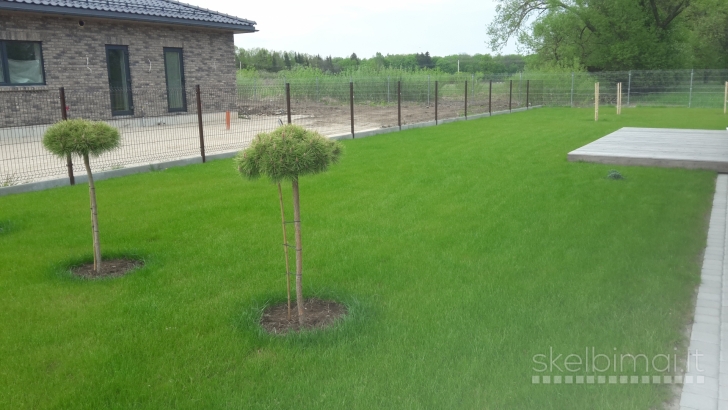 Vejos irengimas,ruloninė veja, vejos prieziura, gerbuvio tvarkymas