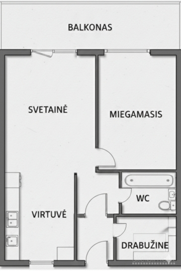 FABIJONIŠKĖSE PARDUODAMAS 2 K, 50 KV.M BUTAS SU ATSKIRU ĮĖJIMU.