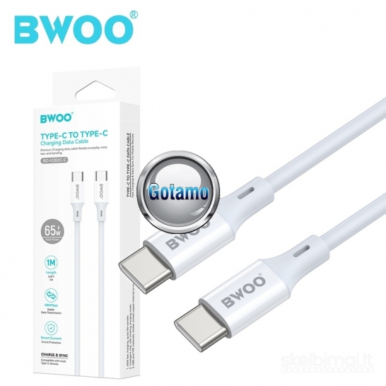 805 Type-C į Type-C laidas 1 metras 65W BWOO WWW.GOTAMO.LT