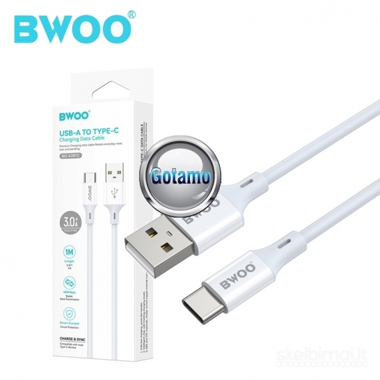 806 Type-C laidas 1 metras 3A BWOO WWW.GOTAMO.LT