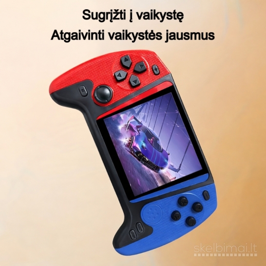 Mini žaidimų konsolė su 3,5 colio ekranu – 500 žaidimų, baltos spalvos