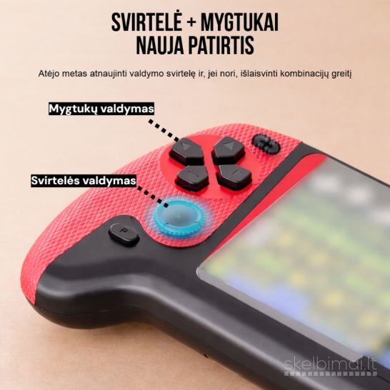 Mini žaidimų konsolė su 3,5 colio ekranu – 500 žaidimų, baltos spalvos