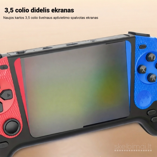 Mini žaidimų konsolė su 3,5 colio ekranu – 500 žaidimų, baltos spalvos