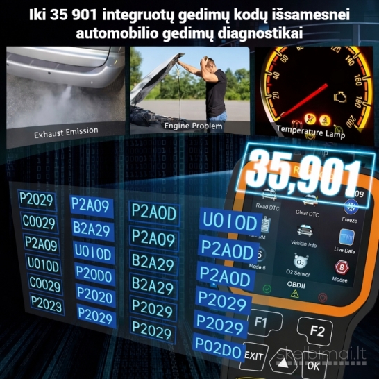 Nešiojamas profesionalus OBD2 skaitytuvas "RODEDIO"