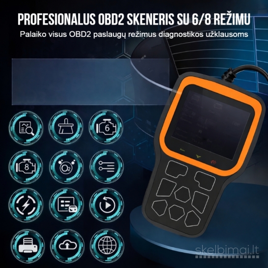 Nešiojamas profesionalus OBD2 skaitytuvas "RODEDIO"