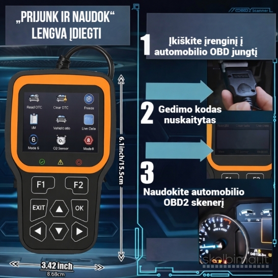 Nešiojamas profesionalus OBD2 skaitytuvas "RODEDIO"