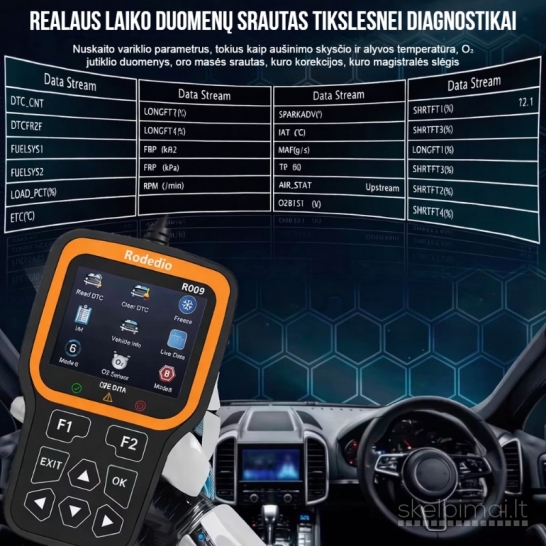 Nešiojamas profesionalus OBD2 skaitytuvas "RODEDIO"