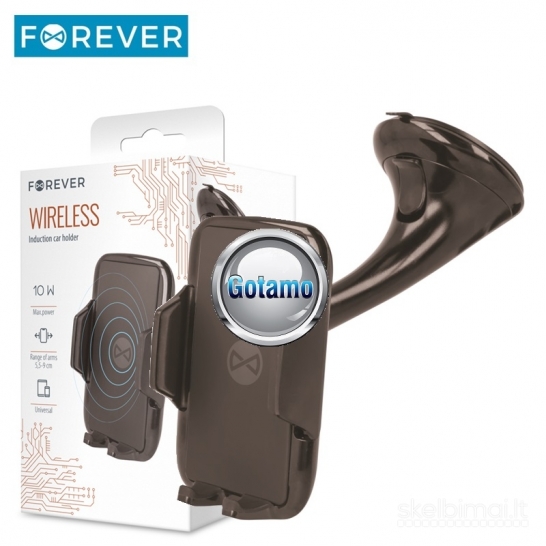 813 Prie stiklo tvirtinamas auto laikiklis telefonui Forever su 10W įkrovimu