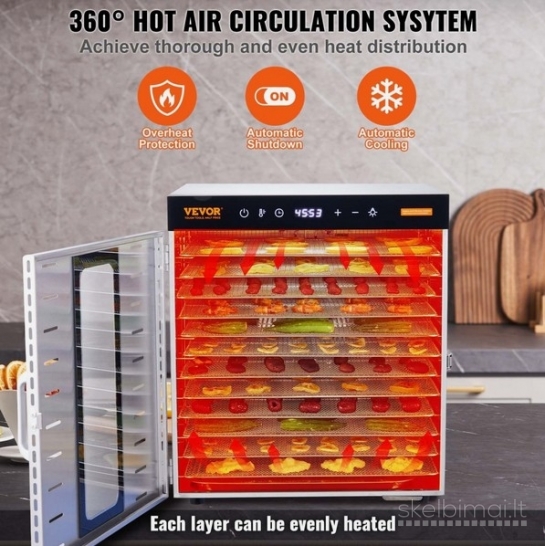 Vaisių, vaistažolių džiovintuvas, džiovintuvas 10 padeklų