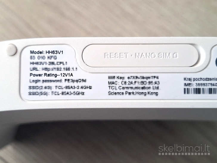 4G+ LTE modemas TCL HH63V1 su maitinimo blokeliu