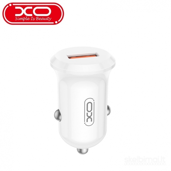 814 Auto kroviklis USB 18W XO baltos spalvos WWW.GOTAMO.LT