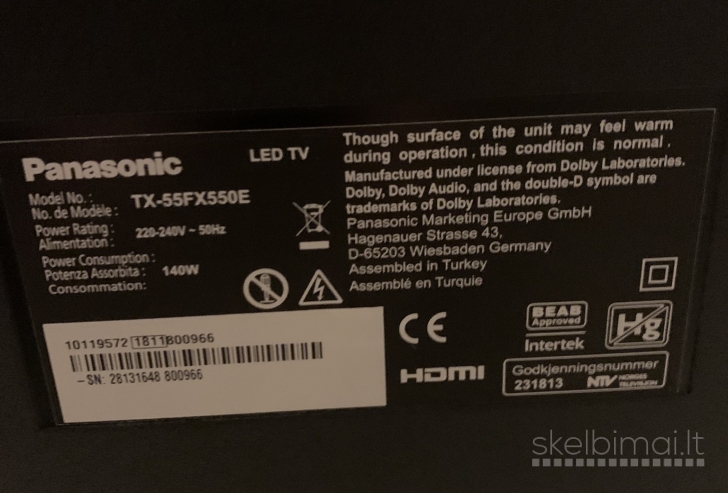 4k Smart LED TV Panasonic Tx55fx550e su defektu