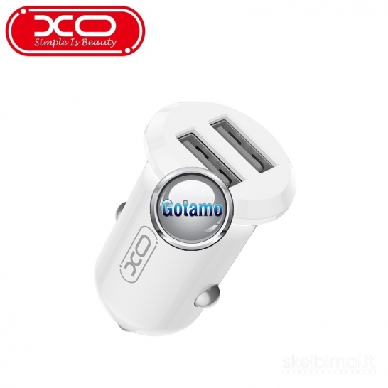816 Auto kroviklis USB 12W 2 lizdų XO WWW.GOTAMO.LT