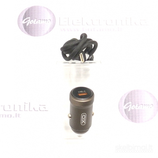 818 Auto kroviklis Type-C 30W su Type-C į Type-C laidu XO WWW.GOTAMO.LT