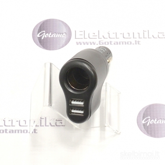 820 Auto 12V lizdo skirstytuvas Setty 1 lizdas su 2 x USB jungtimis (12V-24V)