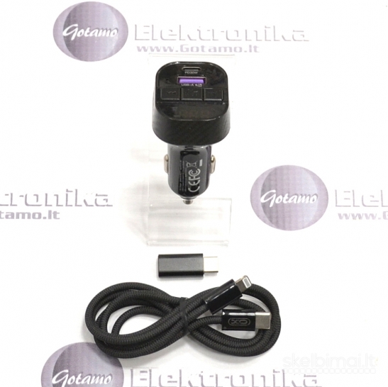 821 FM moduliatorius XO Multi Functional su Type-C 30W lizdu ir Type-C laidu