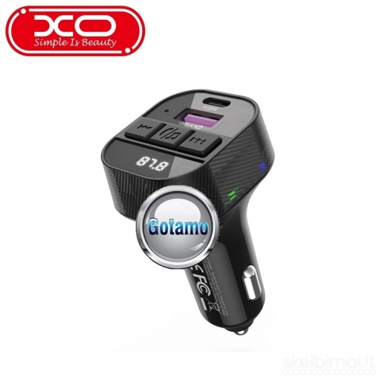 821 FM moduliatorius XO Multi Functional su Type-C 30W lizdu ir Type-C laidu