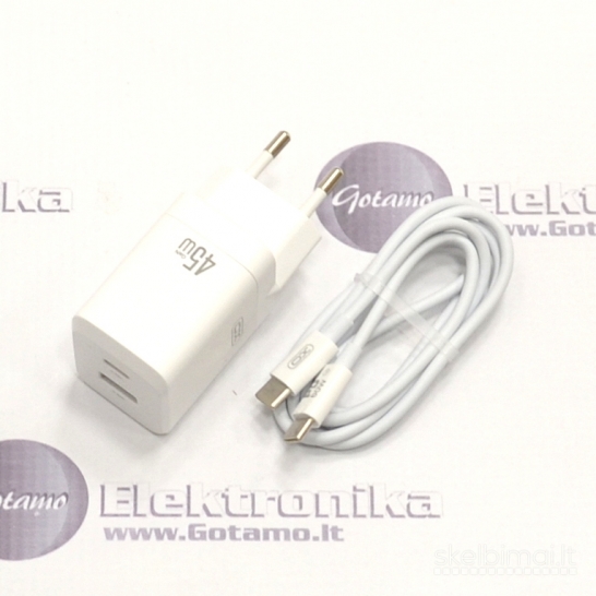 822 Type-C tinklo kroviklis 45W GaN ir Type-C į Type-C laidas XO