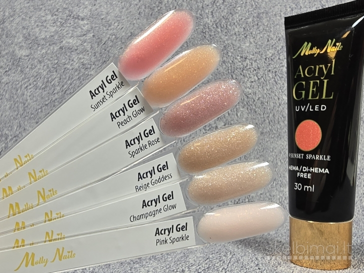 Polygelis nagų priauginimui su blizgučiu Molly