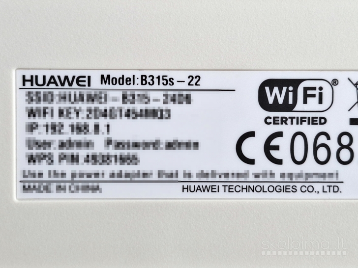 4G LTE modemas Huawei B315s-22 su maitinimo blokeliu