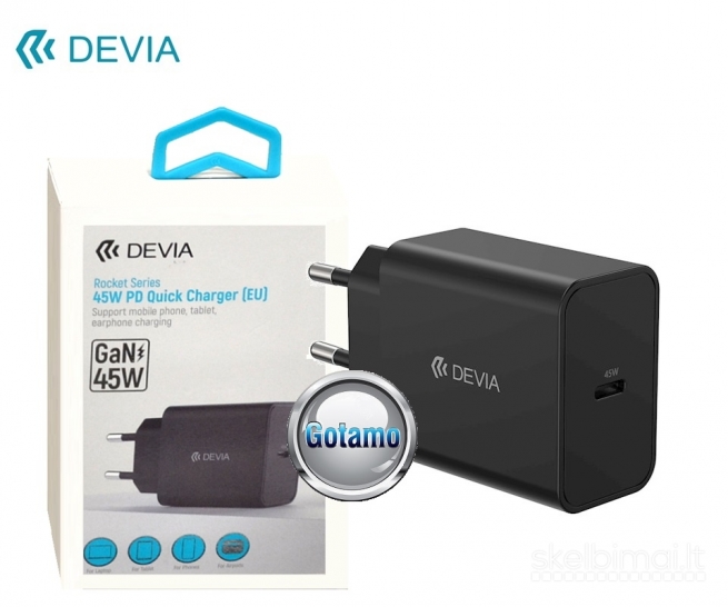 823 Type-C tinklo kroviklis 45W GaN DEVIA WWW.GOTAMO.LT