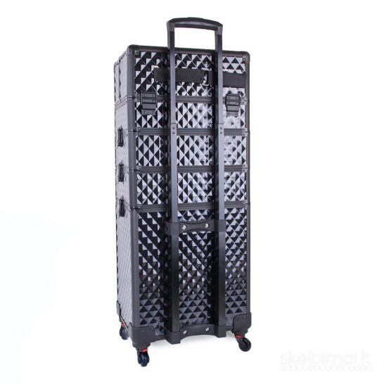 Kosmetinis lagaminas su ratukais keturių dalių