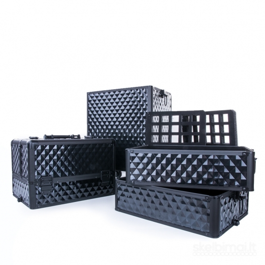 Kosmetinis lagaminas su ratukais keturių dalių