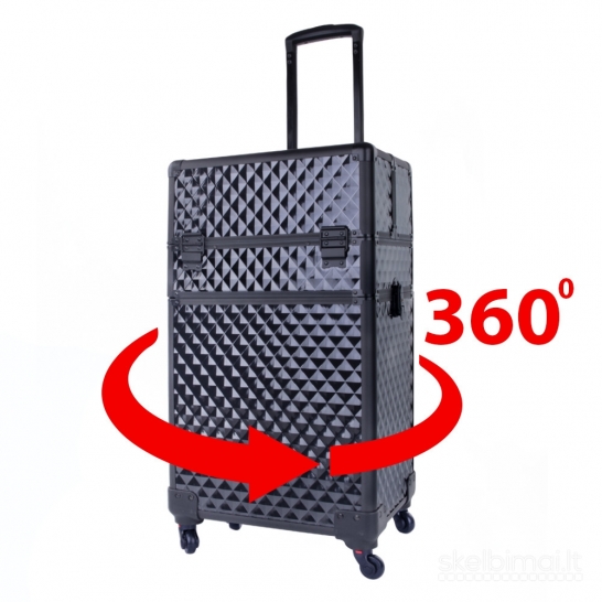 Kosmetinis lagaminas su ratukais keturių dalių