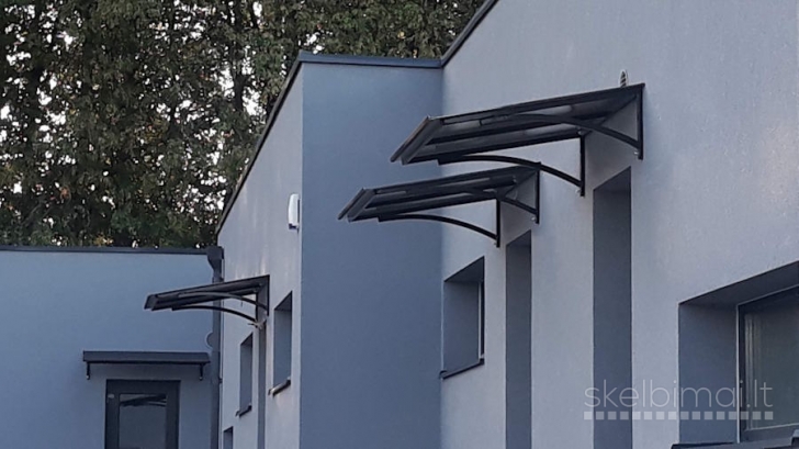 STOGELIŲ gamyba ir montavimas virš DURŲ, BALKONŲ, GARAŽŲ, TERASŲ
