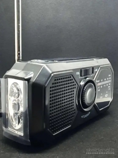 Turistinis Avarinis radijas saulės panele su dinama