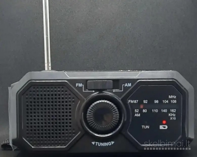 Turistinis Avarinis radijas saulės panele su dinama