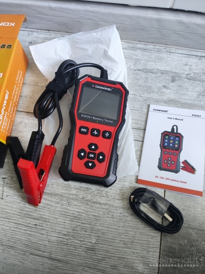 Naujas KW341 Akumuliatorių baterijų testeris analizatorius 6V, 12V, 24V