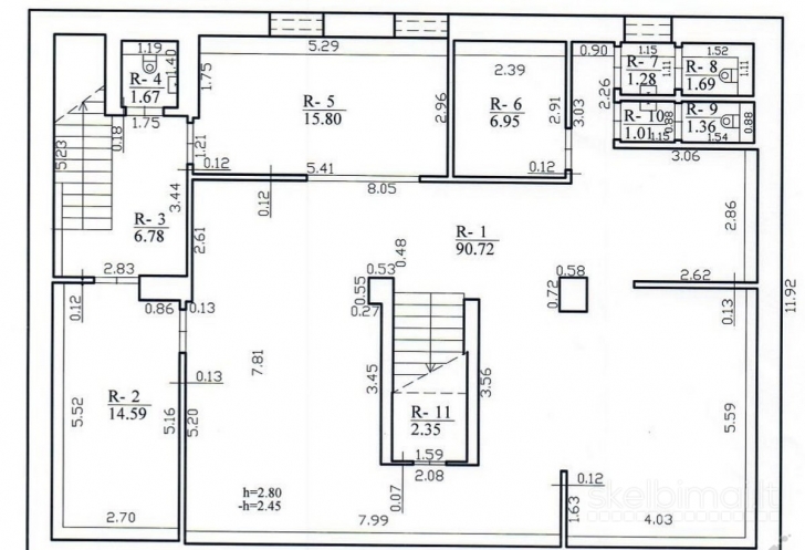 Parduodamos 203 kv.m., patalpos H.Manto g. Klaipėdoje Patalpos per 2 aukštus