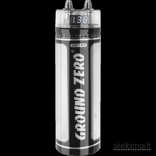 Ground Zero GZTC 1.0FX 1.0F kondensatorius su LCD ekranu ir montavimo komplektu