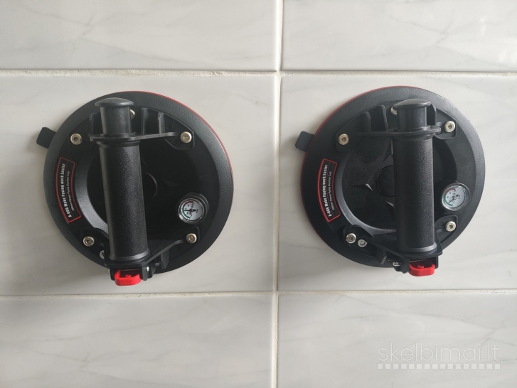 Nauji 2vnt Vakuuminiai siurbtukai pakėlimui stiklui plytelėms su barometru