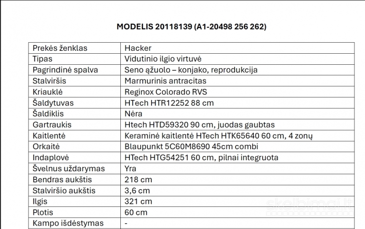 Parduodame "Hacker' virtuvės komplektus!