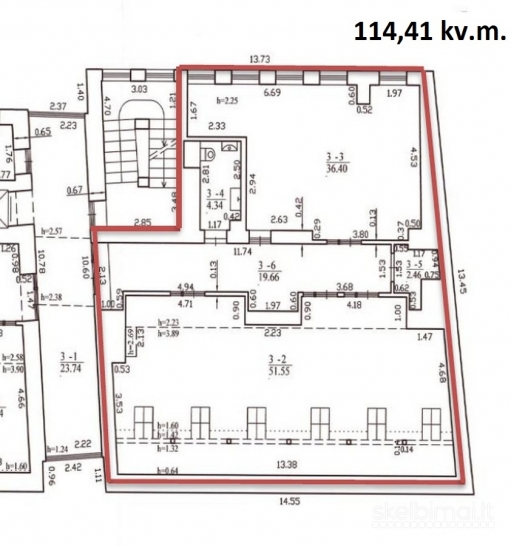 Nuomojamos Biuro patalpos Liepų g. Plotai 73,22 kv.m. 114,41 kv.m. 353,06 kv.m.