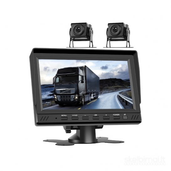 12-24V 7 Colių ekranas su 2 kameromis sunkvežimiam