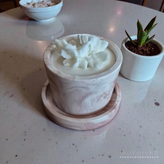 Sojų vaško žvakės gipso indeliuose www.lvashop.lt