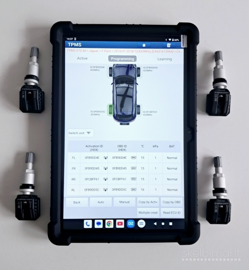 Padangų slėgio davikliai visiems automobiliams TPMS