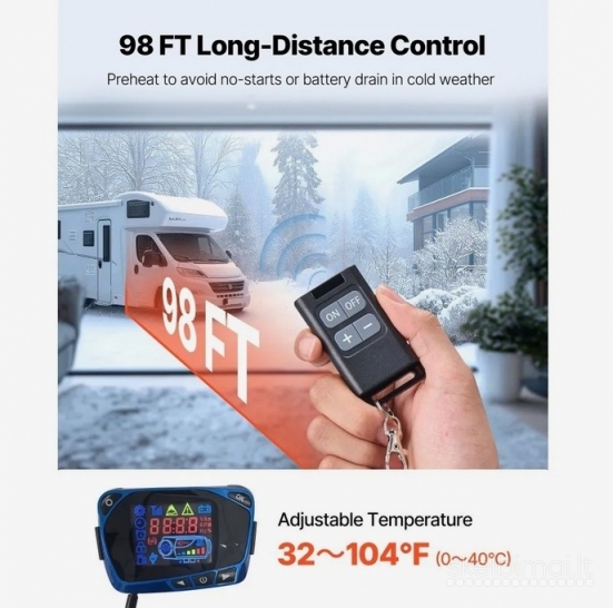 Naujas dyzelinis oro šildytuvas 8 kW (12–24 V) 