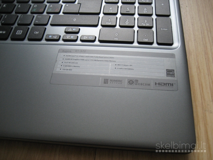 Puikus ACER E1-572 i5/ 240GB/ 8GB/ nauja baterija