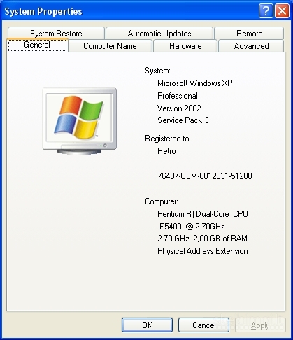 Windows XP retro žaidimų kompiuteris