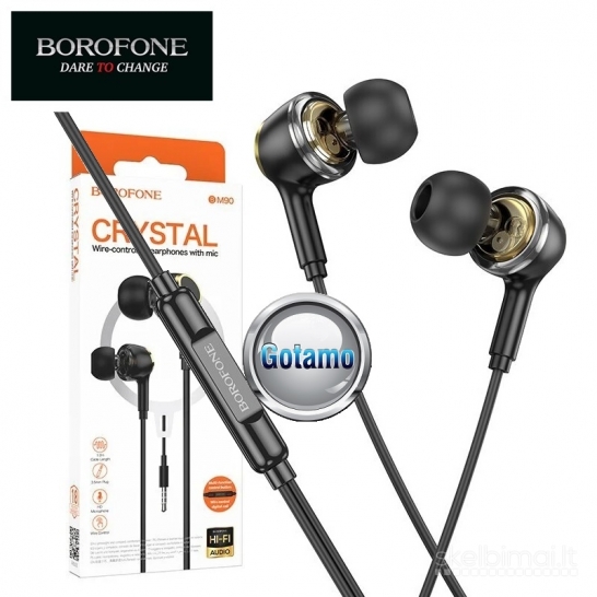 925 Laidinės ausinės Borofone Crystal WWW.GOTAMO.LT