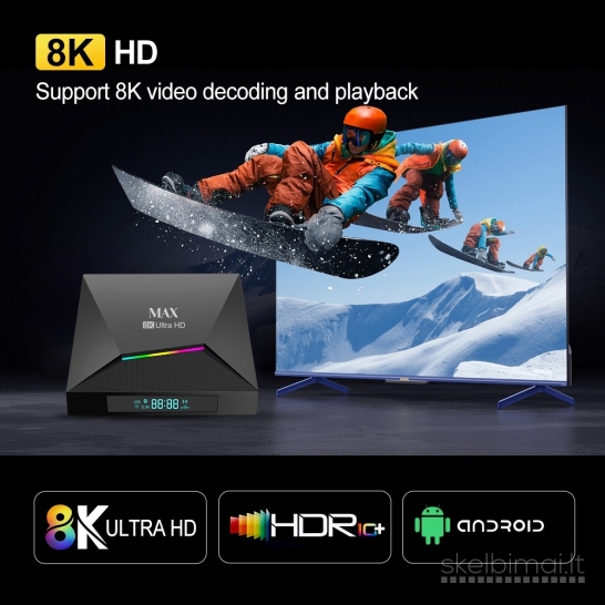NAUJAS! MAX 8K ULTRA-TV-BOX-VIRŠ 2000 GOOGLE TV-KANALŲ NEMOKAMAI!