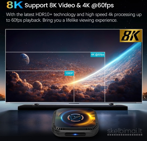  H7000 8K ULTRA TV-BOX+VIRŠ 2000 GOOGLE TV KANALŲ NEMOKAMAI!